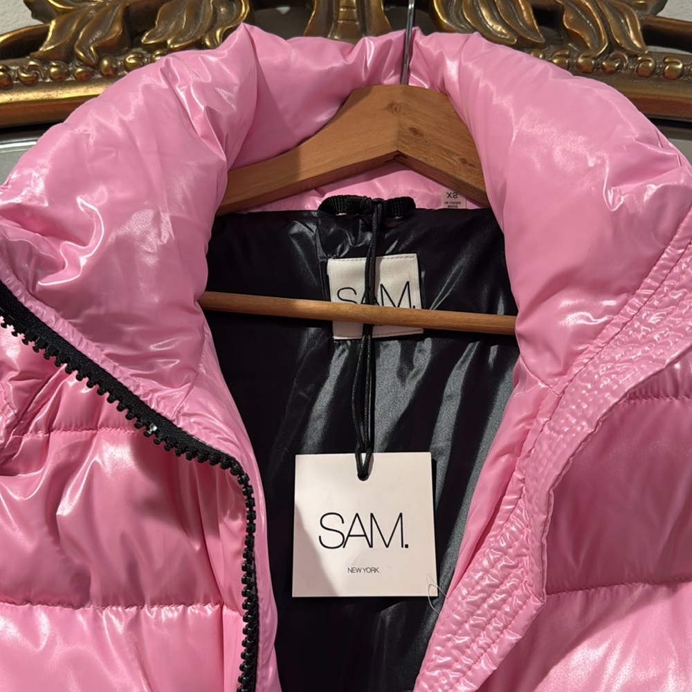SAM bubblegum pink freestyle goose down water resistant ski puffer snow jacket - Picture 4 of 6